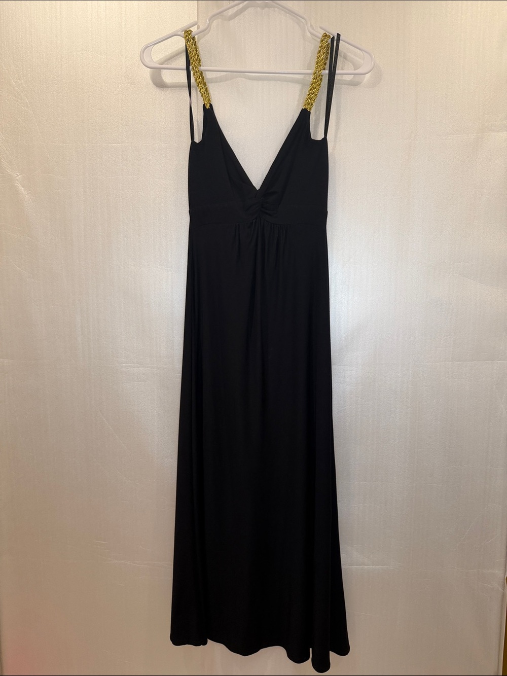 Sweetees Black Midi Dress with Gold Braided Straps